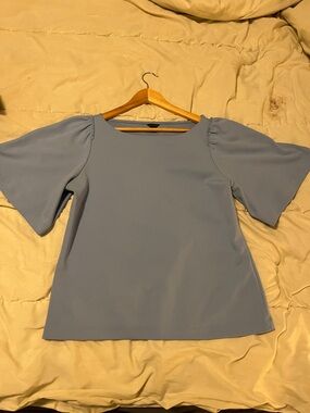 Ann Taylor Dusty Blue Short Sleeve Blouse